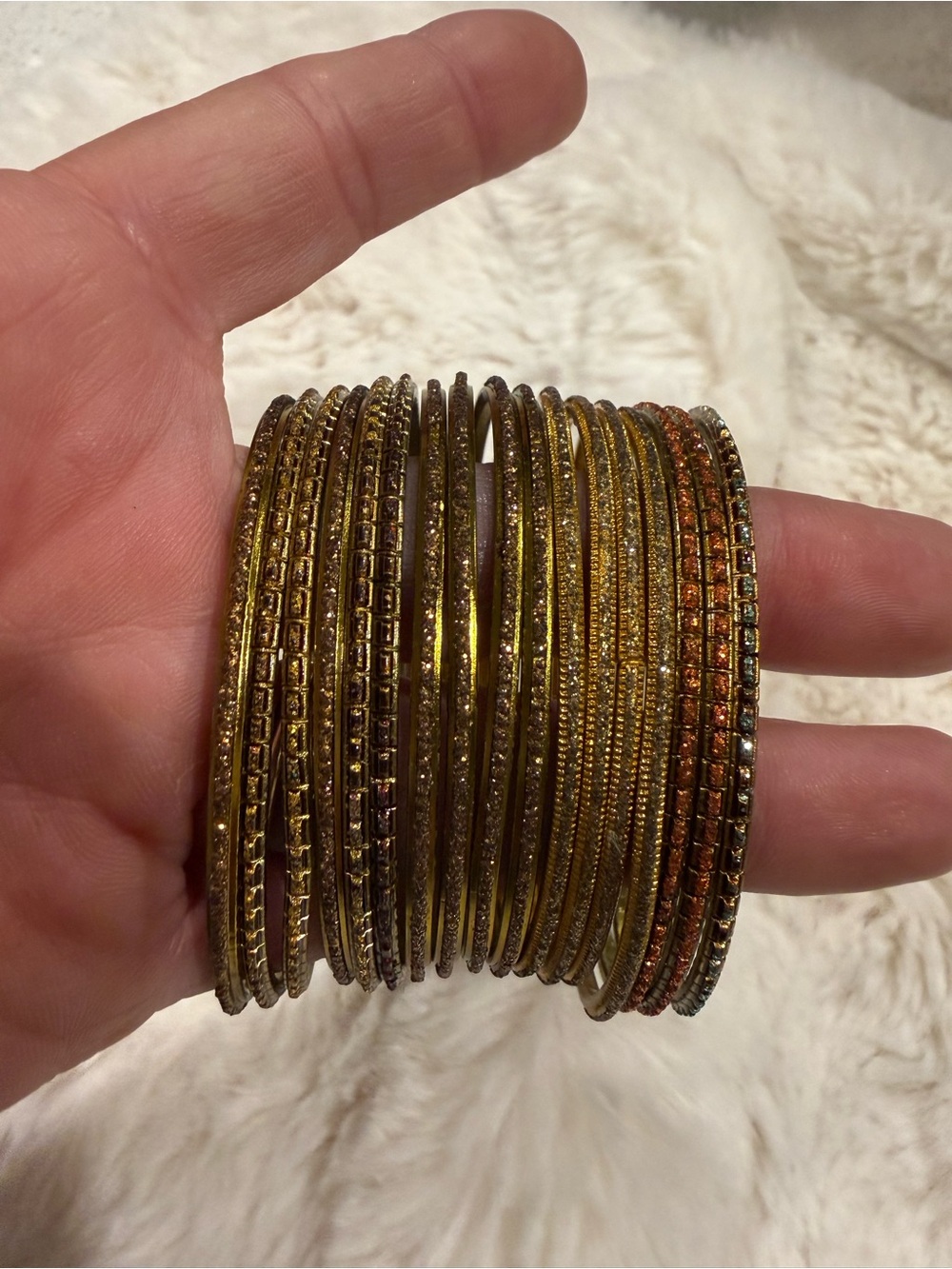 Gold Tone Multi-Stackable Women's Bangle Bracelet Set